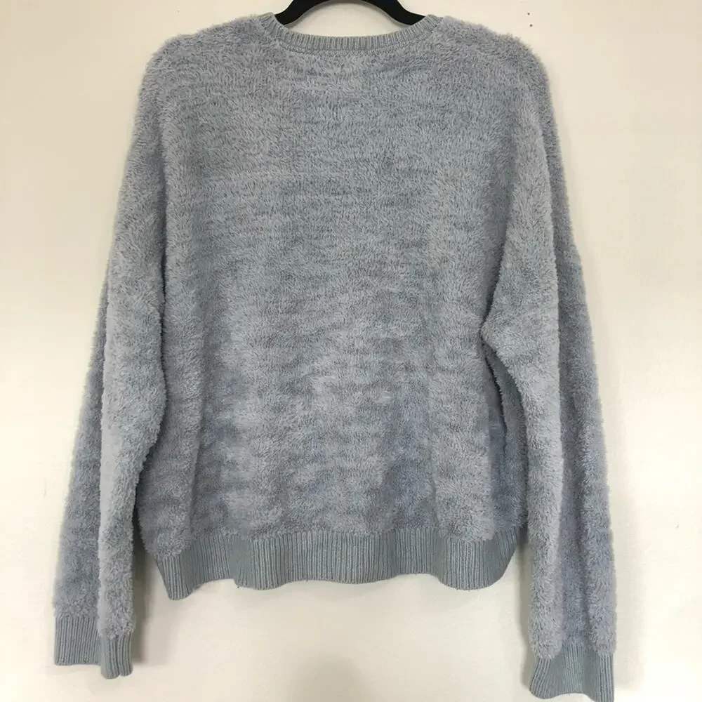 Topshop Pale Blue Textured Fluffy Cropped Sweater